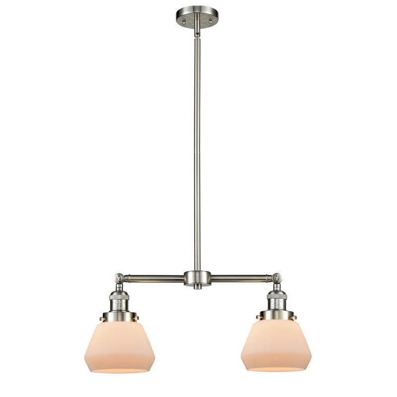 INNOVATIONS LIGHTING 209-G171 FRANKLIN RESTORATION FULTON 21 INCH TWO LIGHT MATTE WHITE CASED GLASS ISLAND LIGHT