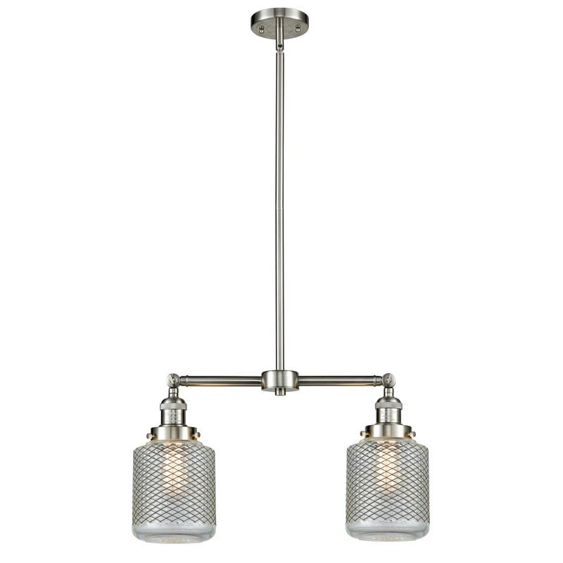 INNOVATIONS LIGHTING 209-G262 FRANKLIN RESTORATION STANTON 23 INCH TWO LIGHT CLEAR WIRE MESH GLASS ISLAND LIGHT