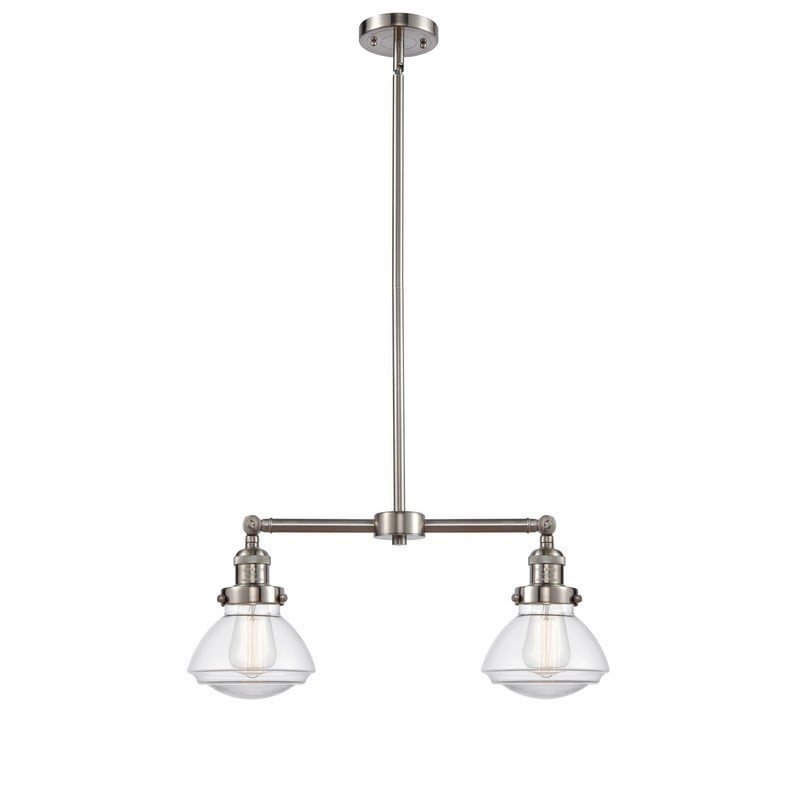 INNOVATIONS LIGHTING 209-G322 FRANKLIN RESTORATION OLEAN TWO LIGHT 21 3/4 INCH CEILING MOUNT CLEAR GLASS ISLAND LIGHT