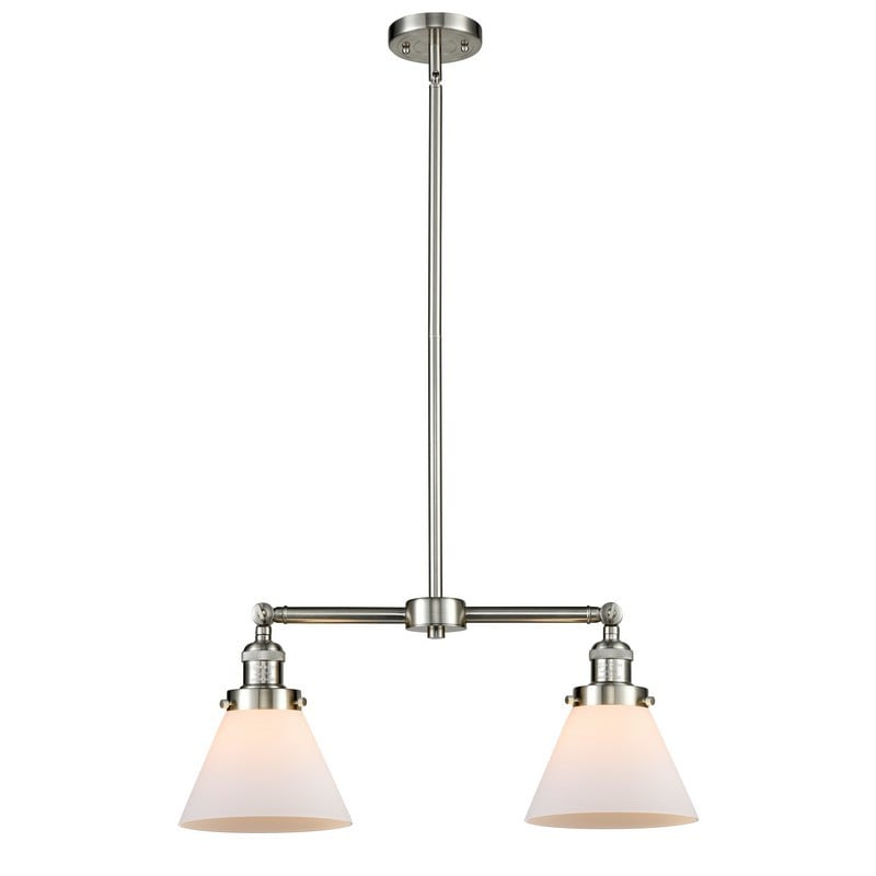 INNOVATIONS LIGHTING 209-G41 FRANKLIN RESTORATION LARGE CONE 21 INCH TWO LIGHT MATTE WHITE CASED GLASS ISLAND LIGHT