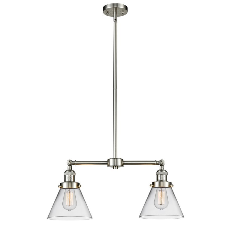 INNOVATIONS LIGHTING 209-G42 FRANKLIN RESTORATION LARGE CONE 21 INCH TWO LIGHT CLEAR GLASS ISLAND LIGHT