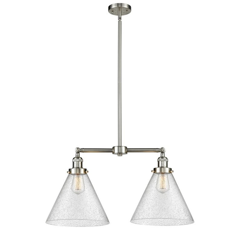 INNOVATIONS LIGHTING 209-G44-L FRANKLIN RESTORATION X-LARGE CONE 21 INCH TWO LIGHT SEEDY GLASS ISLAND LIGHT