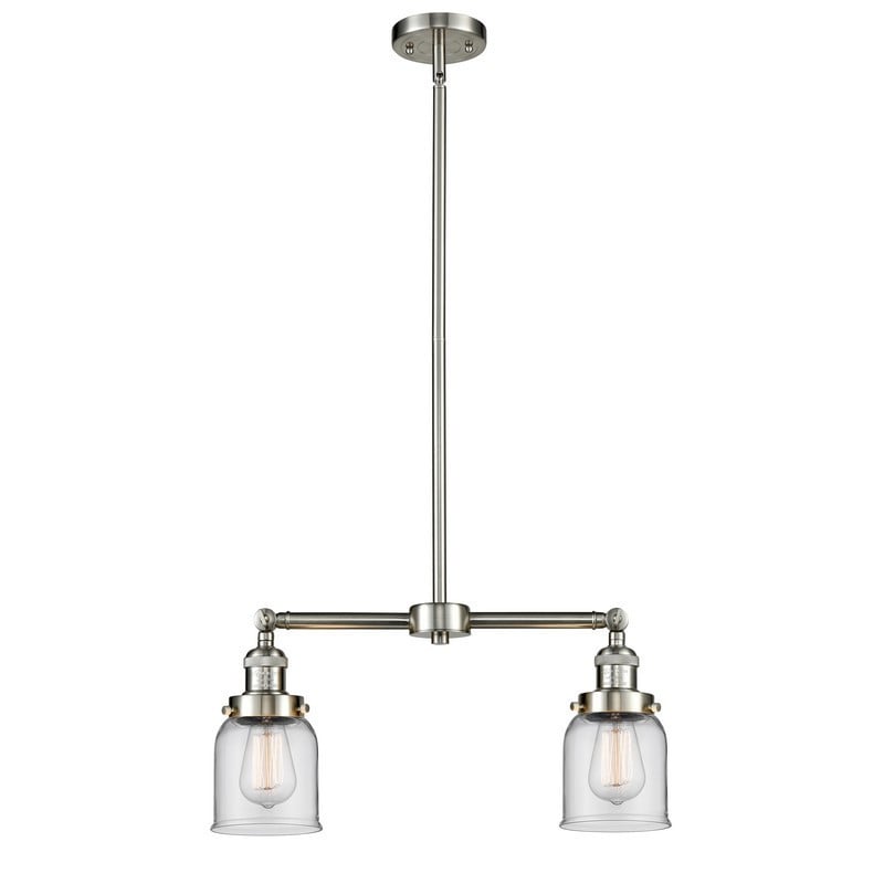 INNOVATIONS LIGHTING 209-G52 FRANKLIN RESTORATION SMALL BELL 21 INCH TWO LIGHT CLEAR GLASS ISLAND LIGHT