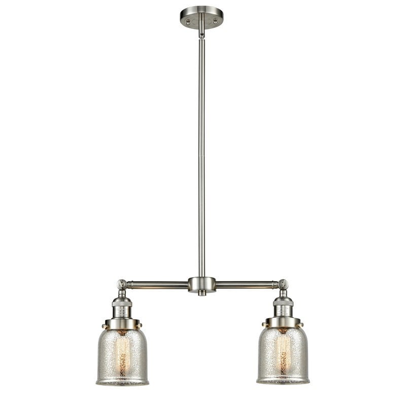 INNOVATIONS LIGHTING 209-G58 FRANKLIN RESTORATION SMALL BELL 21 INCH TWO LIGHT SILVER PLATED MERCURY GLASS ISLAND LIGHT