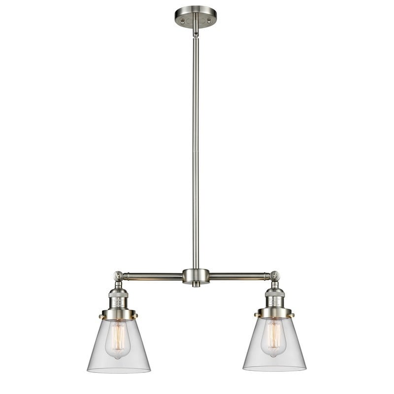 INNOVATIONS LIGHTING 209-G62 FRANKLIN RESTORATION SMALL CONE 21 INCH TWO LIGHT CLEAR GLASS ISLAND LIGHT