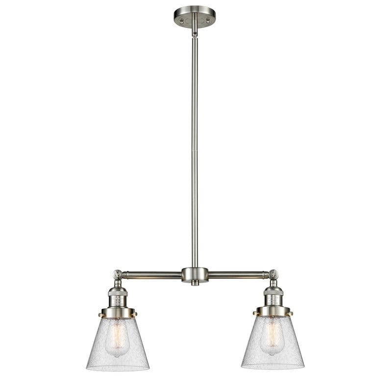 INNOVATIONS LIGHTING 209-G64 FRANKLIN RESTORATION SMALL CONE 21 INCH TWO LIGHT SEEDY GLASS ISLAND LIGHT