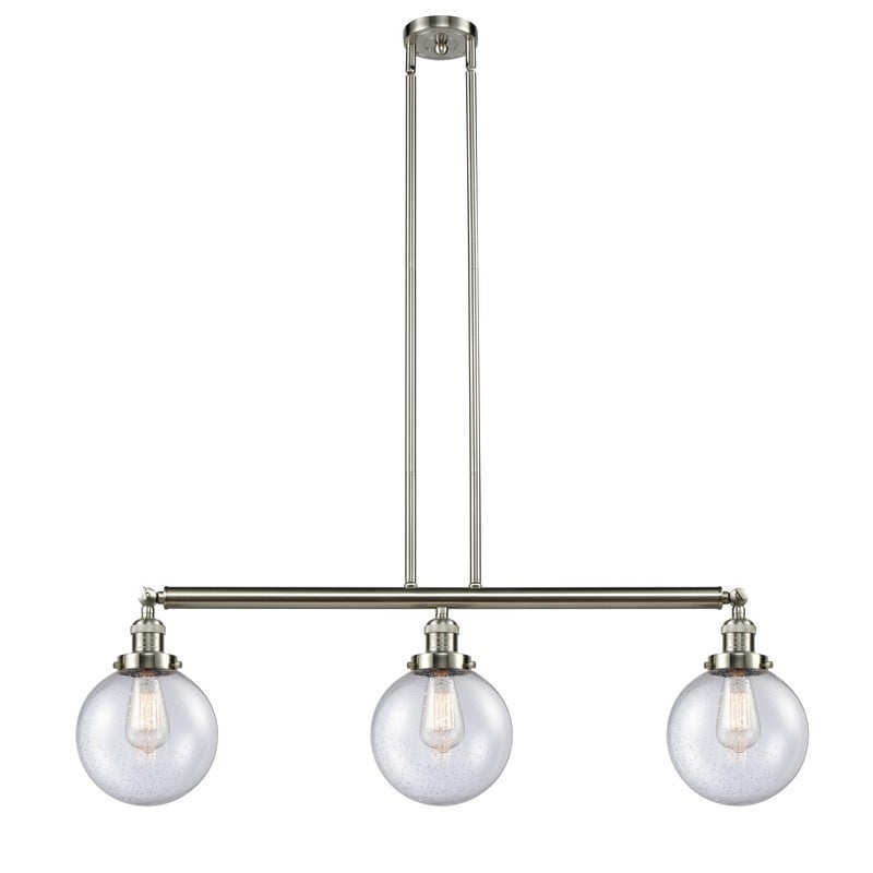 INNOVATIONS LIGHTING 213-G204-8 FRANKLIN RESTORATION LARGE BEACON 3 LIGHT 40 1/2 INCH SEEDY GLASS ISLAND LIGHT