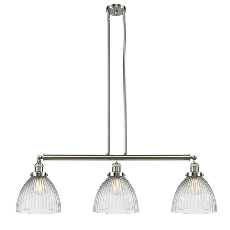 INNOVATIONS LIGHTING 213-G222 FRANKLIN RESTORATION SENECA FALLS 3 LIGHT 39 INCH CLEAR GLASS ISLAND LIGHT