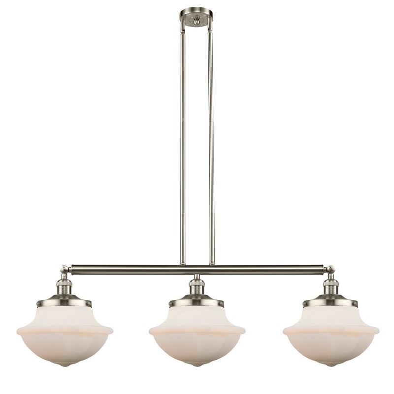 INNOVATIONS LIGHTING 213-G541 FRANKLIN RESTORATION LARGE OXFORD 3 LIGHT 42 INCH MATTE WHITE GLASS ISLAND LIGHT