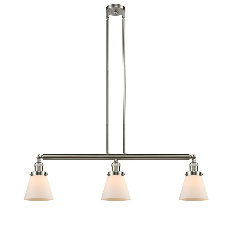 INNOVATIONS LIGHTING 213-G61 FRANKLIN RESTORATION SMALL CONE 36 INCH THREE LIGHT MATTE WHITE CONE GLASS ISLAND LIGHT