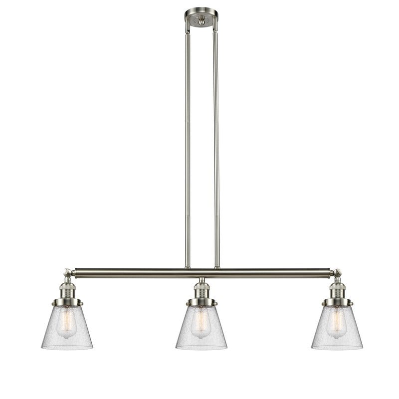 INNOVATIONS LIGHTING 213-G64 FRANKLIN RESTORATION SMALL CONE 3 LIGHT 38 3/4 INCH SEEDY GLASS ISLAND LIGHT