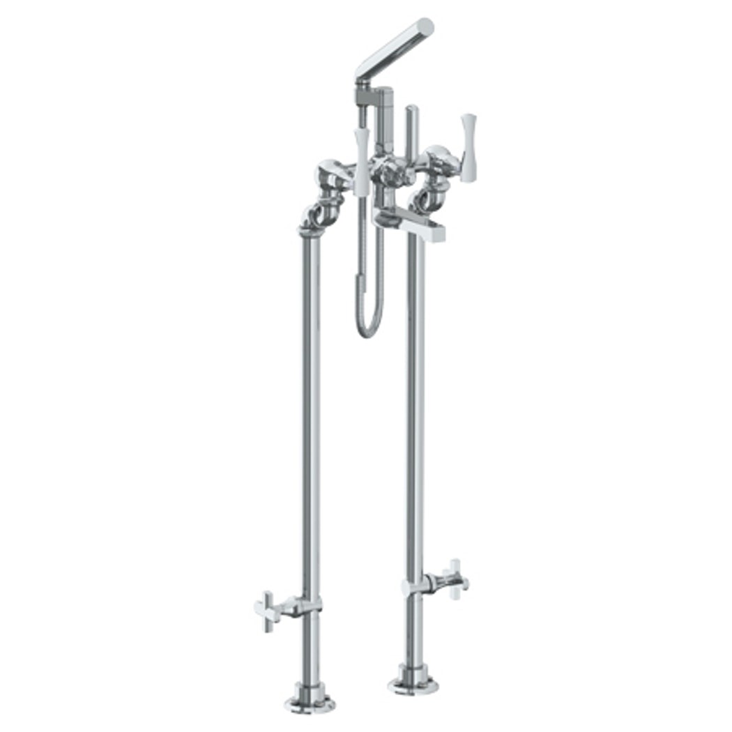 WATERMARK 125-8.3STP CHELSEA 41 3/8 INCH TWO HOLES FLOOR MOUNT TUB FILLER WITH HAND SHOWER AND SHUT-OFF VALVES