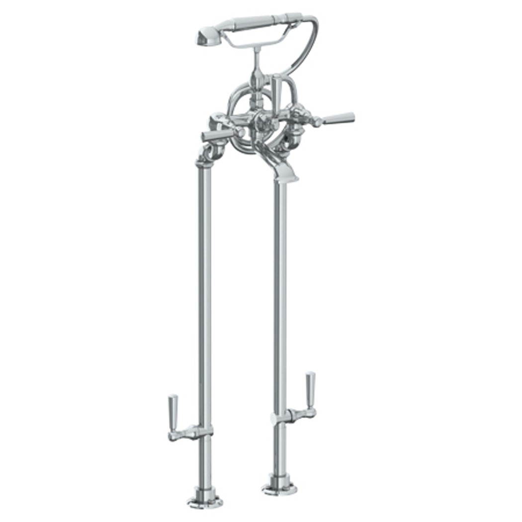 WATERMARK 206-8.3STP PARIS 39 INCH TWO HOLES FLOOR MOUNT TUB FILLER WITH HAND SHOWER AND SHUT-OFF VALVES