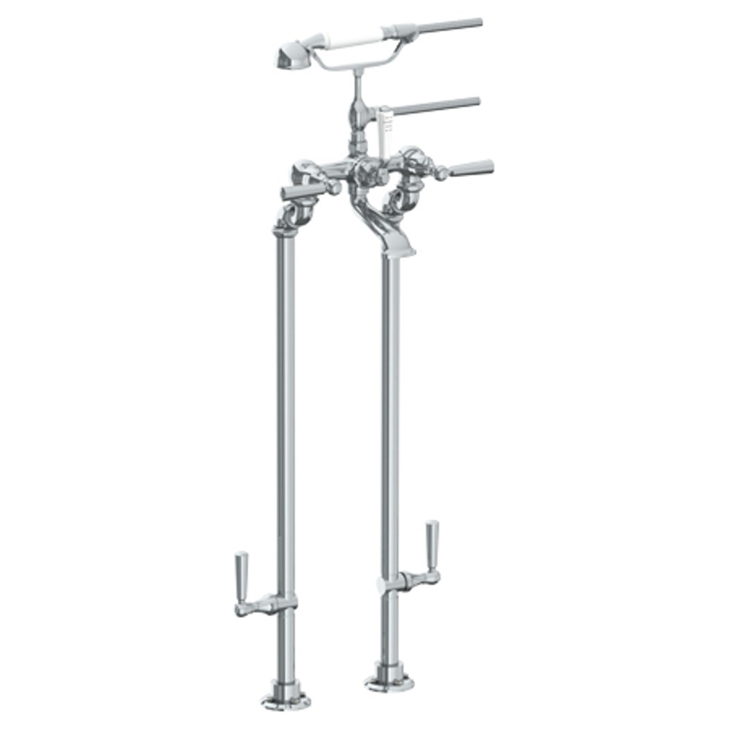 WATERMARK 321-8.3STP STRATFORD 39 5/8 INCH TWO HOLES FLOOR MOUNT TUB FILLER WITH HAND SHOWER AND SHUT-OFF VALVES