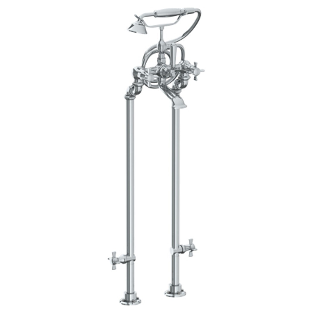 WATERMARK 34-8.3STP HALEY 39 INCH TWO HOLES FLOOR MOUNT TUB FILLER WITH HAND SHOWER AND SHUT-OFF VALVES