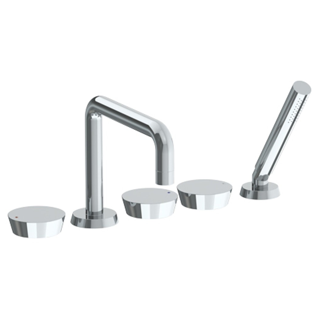 WATERMARK 36-8.26.1 ZEN 7 1/2 INCH FIVE HOLES DECK MOUNT SQUARE WIDESPREAD TUB FILLER WITH HAND SHOWER