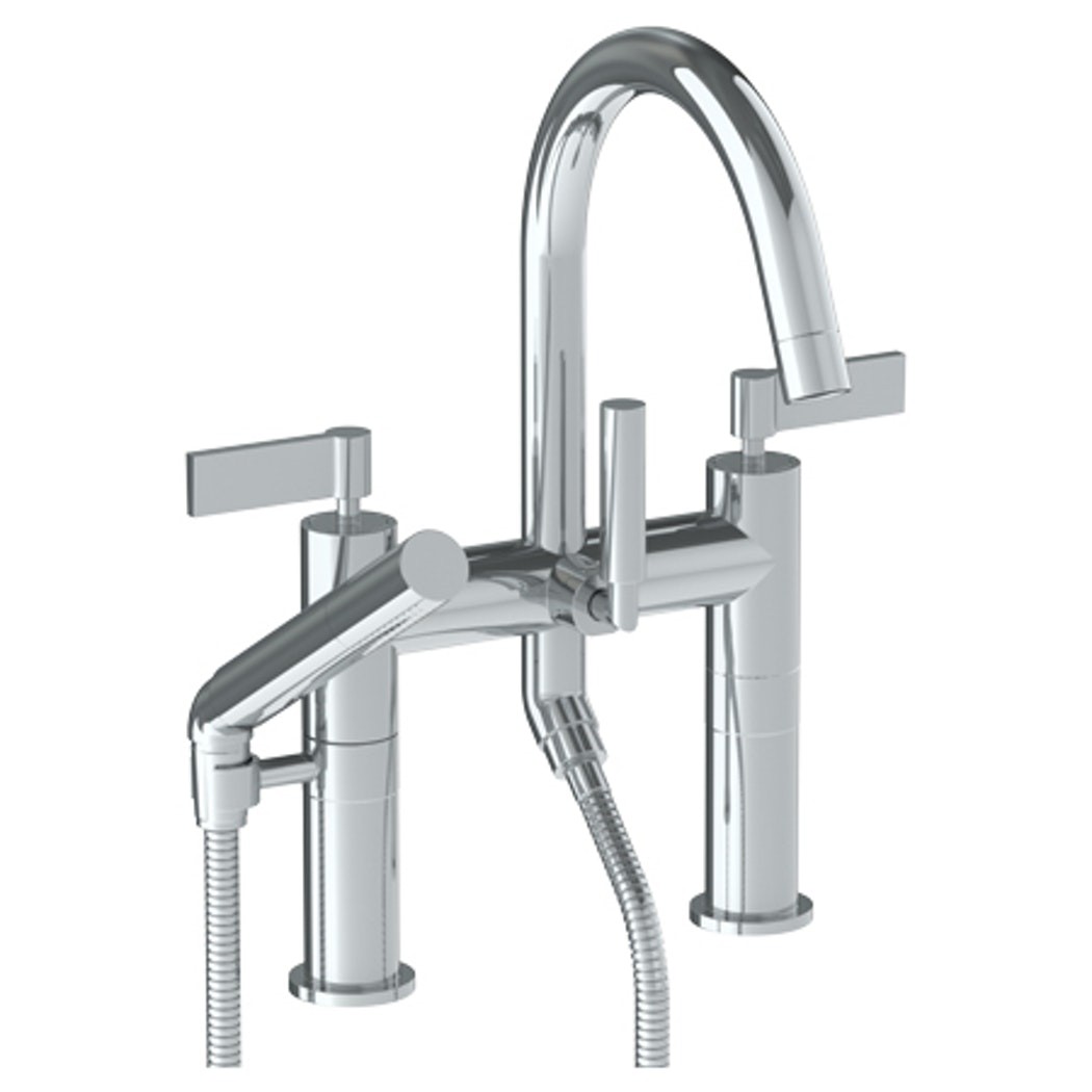 WATERMARK 37-8.2 BLUE 15 1/2 INCH TWO HOLES DECK MOUNT EXPOSED GOOSENECK TUB FILLER WITH HAND SHOWER