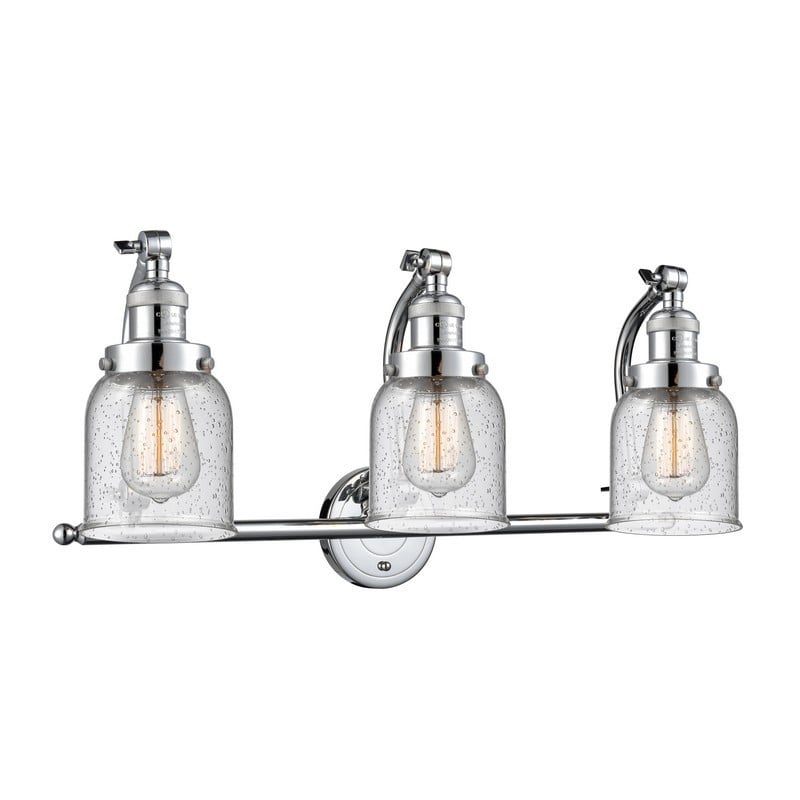 INNOVATIONS LIGHTING 515-3W-G54 FRANKLIN RESTORATION SMALL BELL 28 INCH THREE LIGHT WALL MOUNT SEEDY GLASS VANITY LIGHT