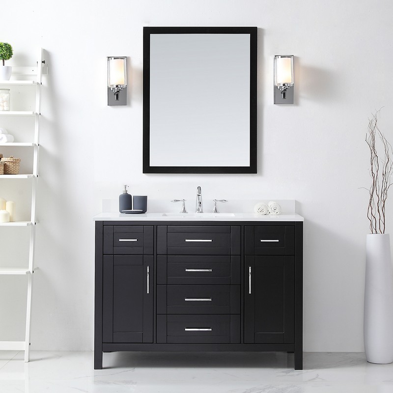 OVE DECORS 15VKC-TAHB48-C69EI TAHOE 48 INCH VANITY IN ESPRESSO WITH WHITE CULTURED TOP AND MIRROR