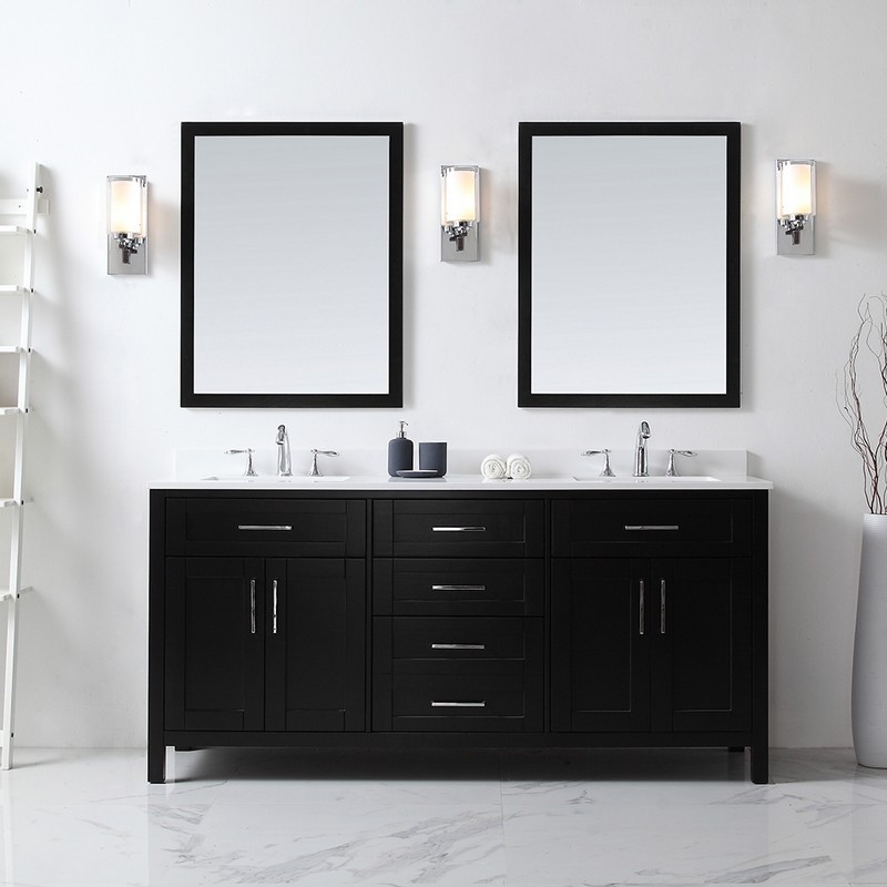 OVE DECORS 15VKC-TAHB72-C69EI TAHOE 72 INCH VANITY IN DARK ESPRESSO WITH WHITE CULTURED MARBLE TOP AND MIRROR