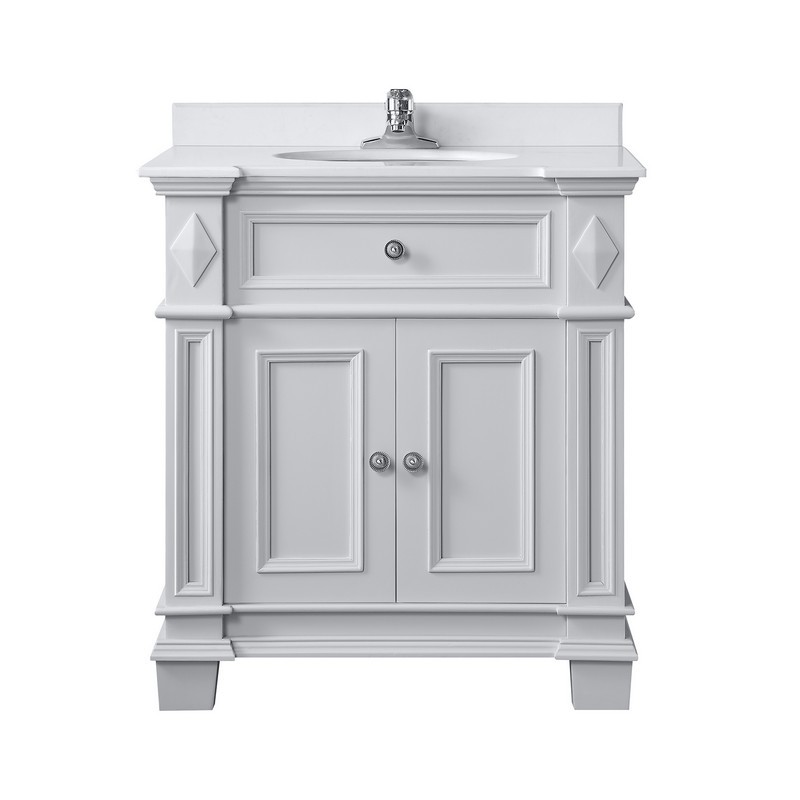 OVE DECORS 15VVA-BARN31-039AF BARNSLEY 31 INCH DOVE GRAY SINGLE SINK BATHROOM VANITY WITH YVES CULTURED MARBLE TOP