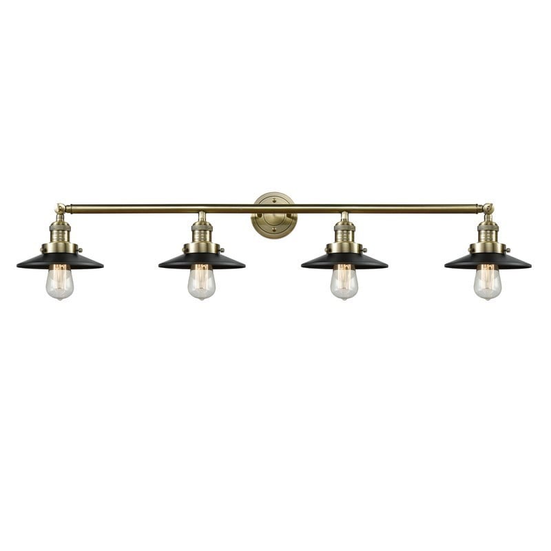 INNOVATIONS LIGHTING 215-M6 FRANKLIN RESTORATION RAILROAD 4 LIGHT 44 INCH METAL SHADE VANITY LIGHT