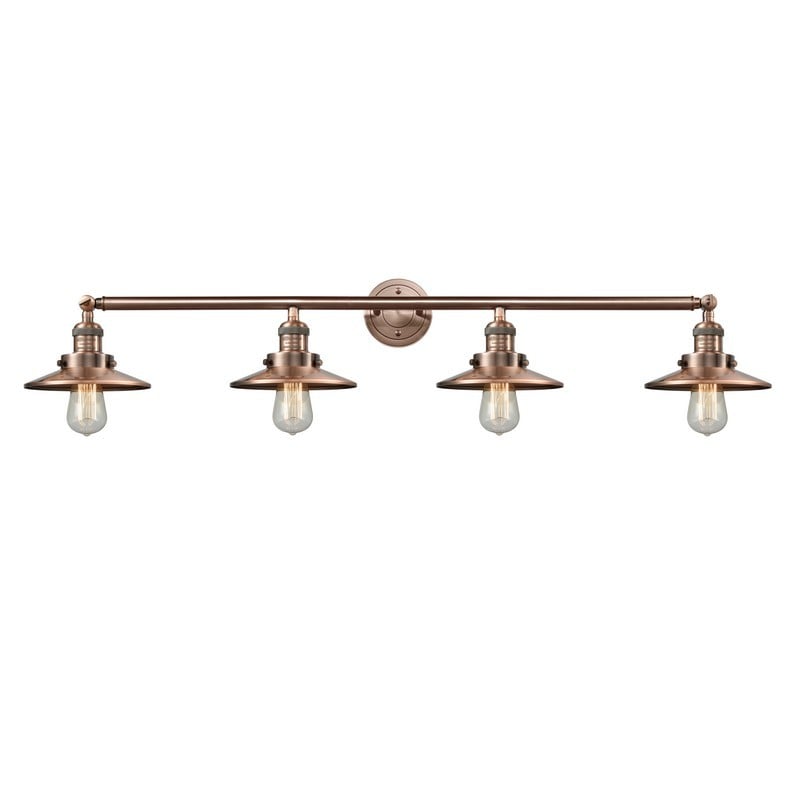 INNOVATIONS LIGHTING 215-M3 RAILROAD FRANKLIN RESTORATION 44 INCH 4 LIGHT WALL MOUNT BATH VANITY LIGHT