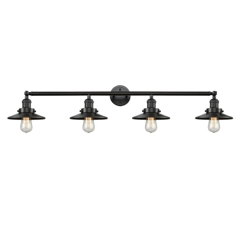 INNOVATIONS LIGHTING 215-M5 RAILROAD FRANKLIN RESTORATION 44 INCH 4 LIGHT WALL MOUNT BATH VANITY LIGHT