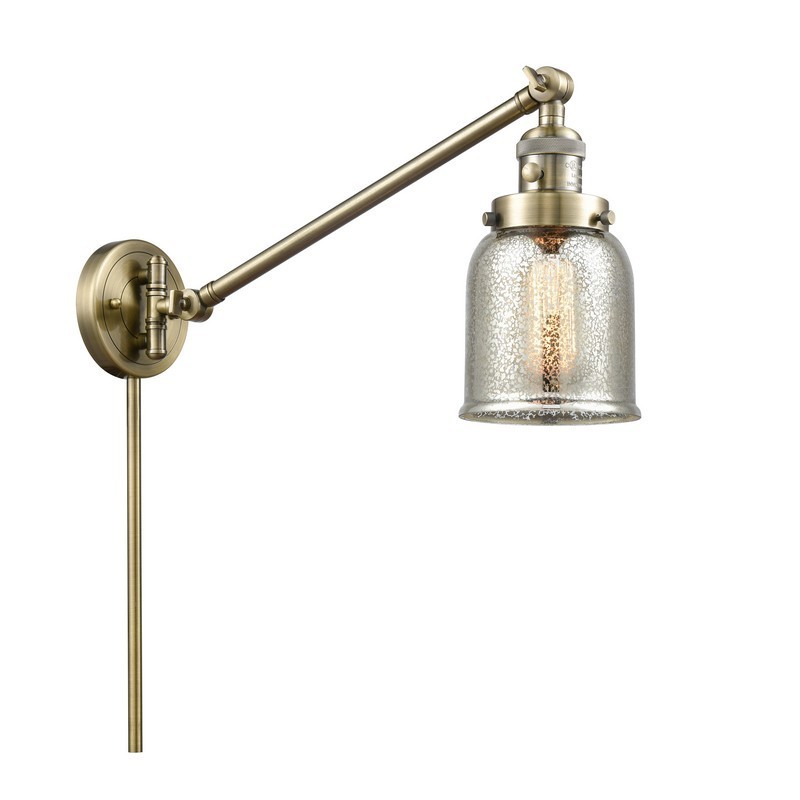 INNOVATIONS LIGHTING 237-G58 FRANKLIN RESTORATION SMALL BELL 8 INCH ONE LIGHT UP OR DOWN SILVER MERCURY GLASS SWING ARM LIGHT