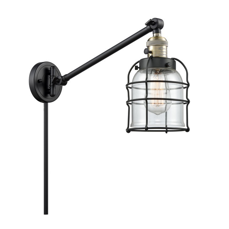 INNOVATIONS LIGHTING 237-G52-CE FRANKLIN RESTORATION SMALL BELL CAGE 1 LIGHT 8 INCH CLEAR GLASS SWING ARM LIGHT