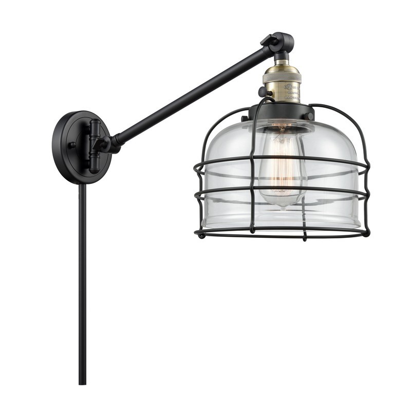 INNOVATIONS LIGHTING 237-G72-CE FRANKLIN RESTORATION LARGE BELL CAGE 1 LIGHT 8 INCH CLEAR GLASS SWING ARM LIGHT