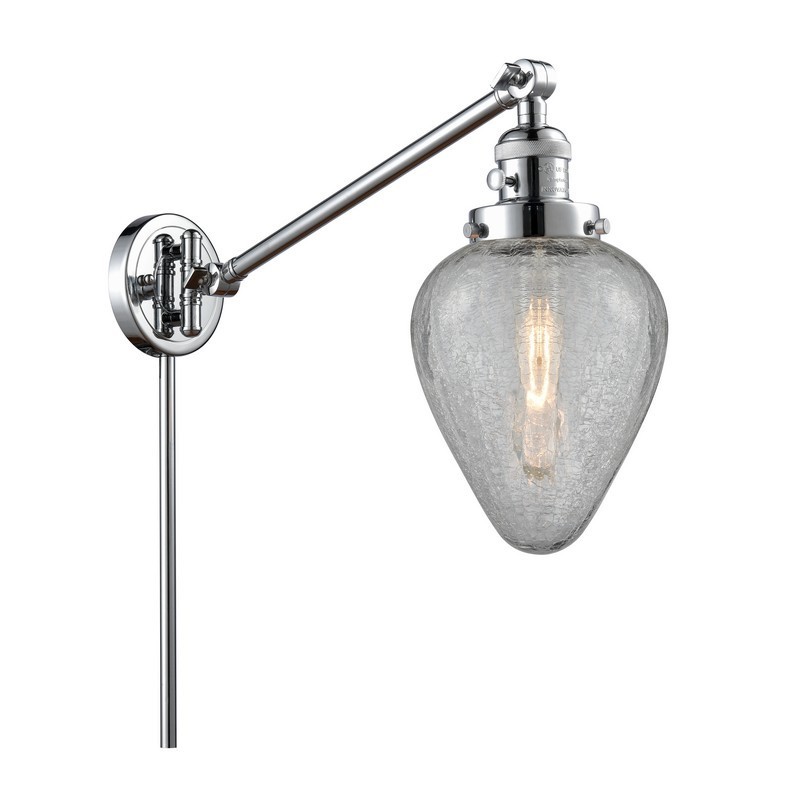 INNOVATIONS LIGHTING 237-G165 FRANKLIN RESTORATION GENESEO 8 INCH ONE LIGHT UP OR DOWN CLEAR CRACKLE GLASS SWING ARM LIGHT