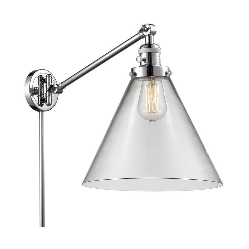 INNOVATIONS LIGHTING 237-G42-L FRANKLIN RESTORATION X-LARGE CONE 12 INCH ONE LIGHT CLEAR GLASS SWING ARM LIGHT