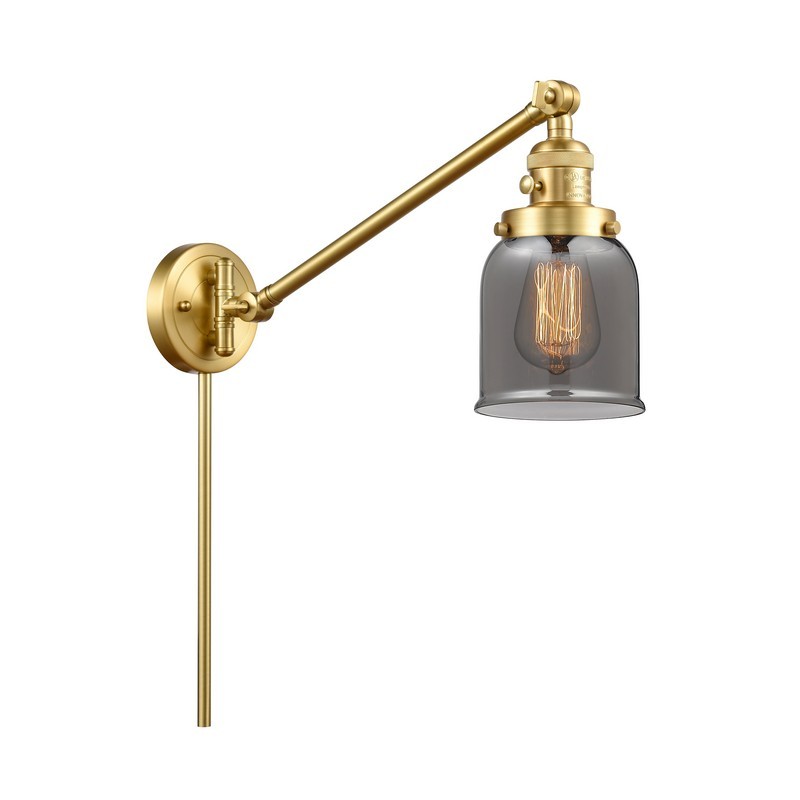 INNOVATIONS LIGHTING 237-G53 FRANKLIN RESTORATION SMALL BELL 8 INCH ONE LIGHT UP OR DOWN SMOKED GLASS SWING ARM LIGHT