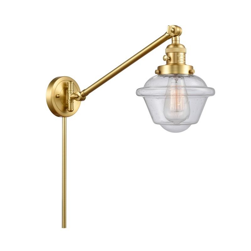 INNOVATIONS LIGHTING 237-G534 FRANKLIN RESTORATION SMALL OXFORD 8 INCH ONE LIGHT UP OR DOWN SEEDY GLASS SWING ARM LIGHT