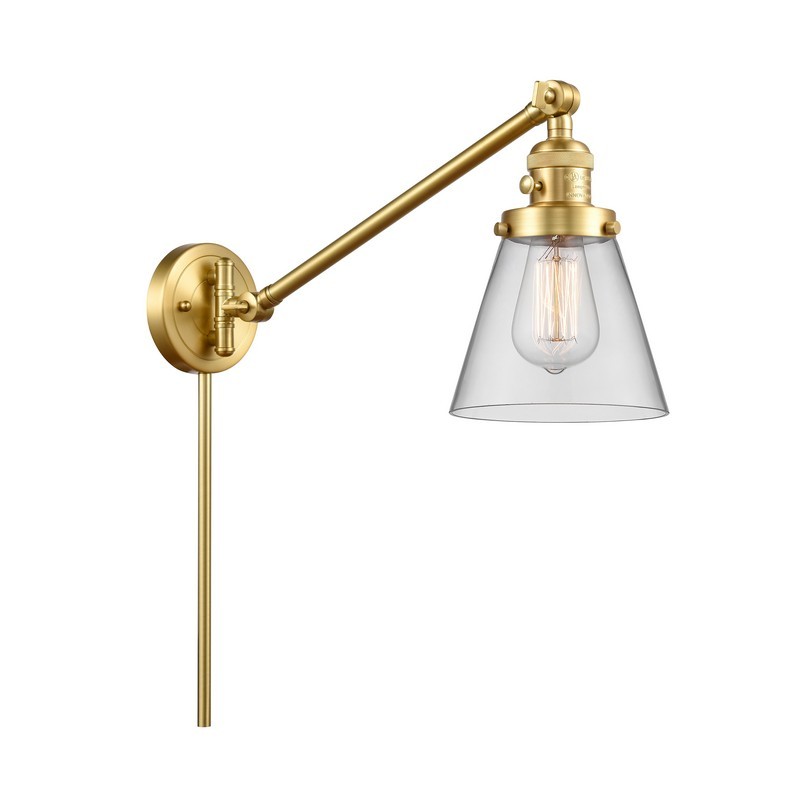 INNOVATIONS LIGHTING 237-G62 FRANKLIN RESTORATION SMALL CONE 8 INCH ONE LIGHT UP OR DOWN CLEAR GLASS SWING ARM LIGHT
