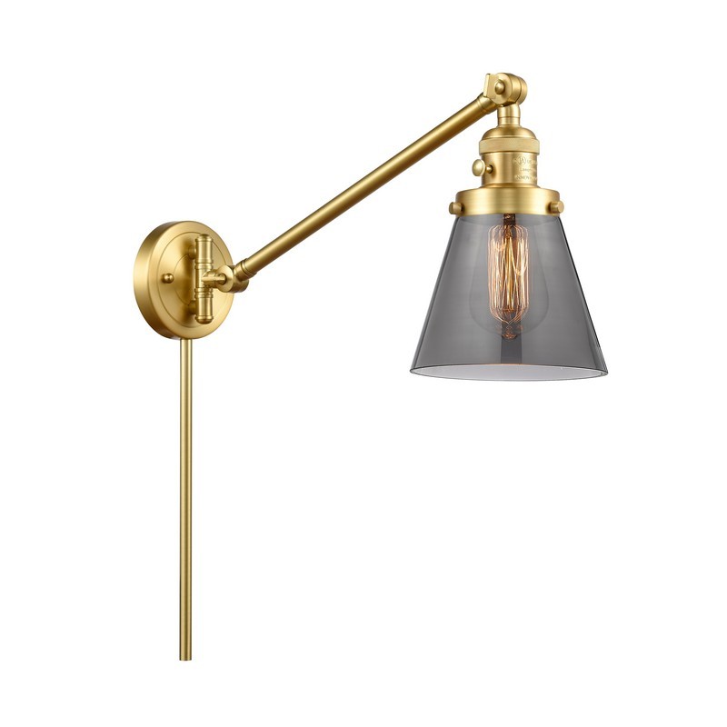 INNOVATIONS LIGHTING 237-G63 FRANKLIN RESTORATION SMALL CONE 8 INCH ONE LIGHT UP OR DOWN SMOKED GLASS SWING ARM LIGHT