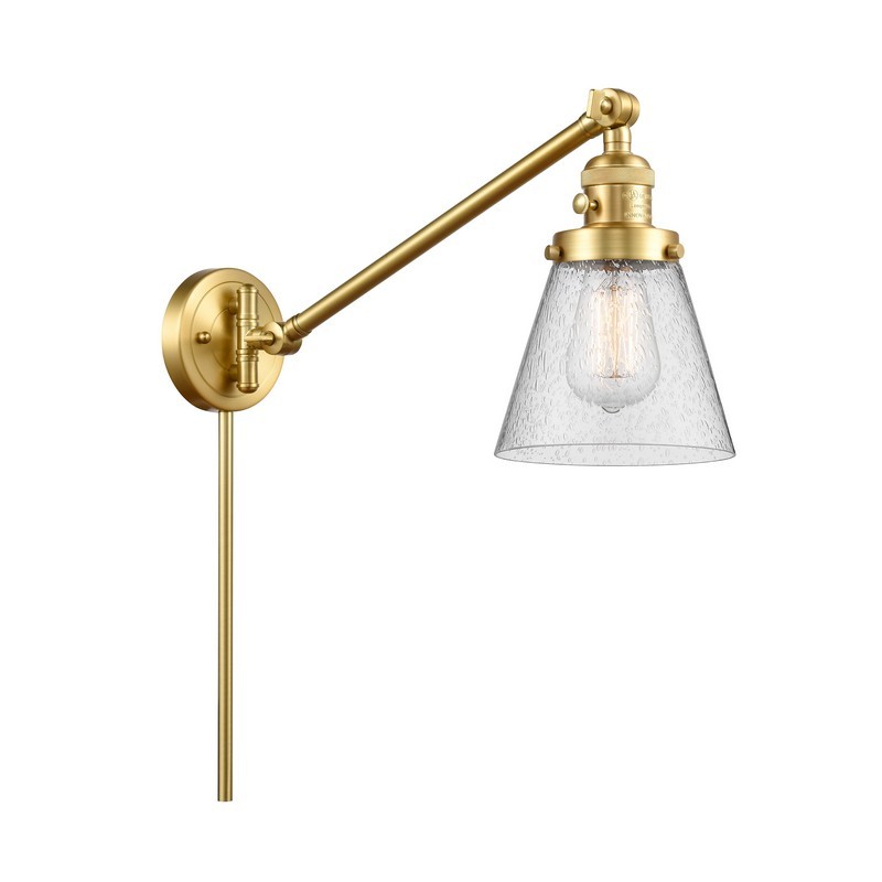 INNOVATIONS LIGHTING 237-G64 FRANKLIN RESTORATION SMALL CONE 8 INCH ONE LIGHT UP OR DOWN SEEDY GLASS SWING ARM LIGHT