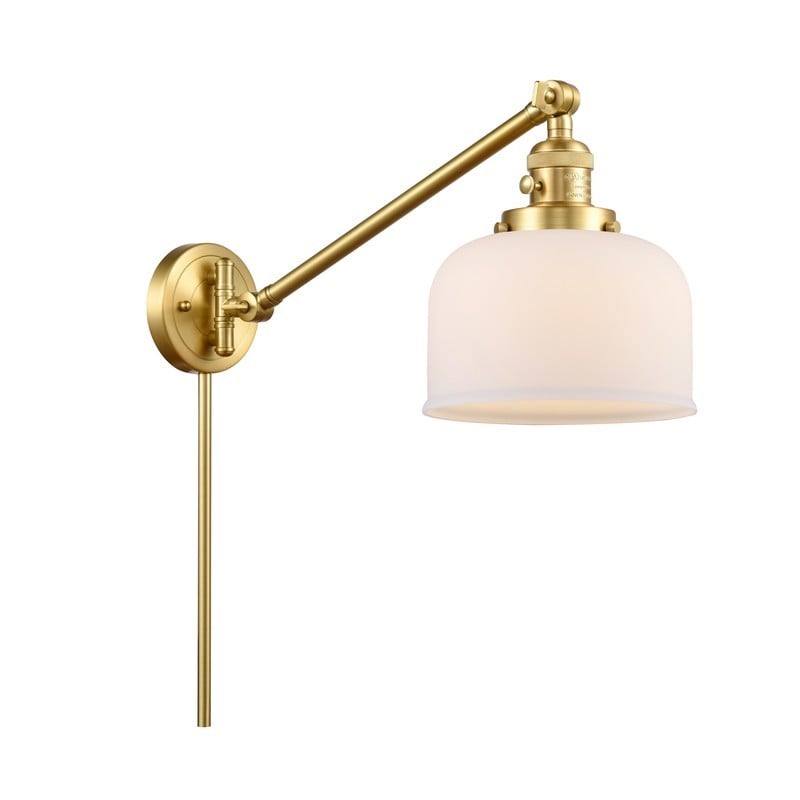 INNOVATIONS LIGHTING 237-G71 FRANKLIN RESTORATION LARGE BELL 8 INCH ONE LIGHT UP OR DOWN MATTE WHITE CASED GLASS SWING ARM LIGHT