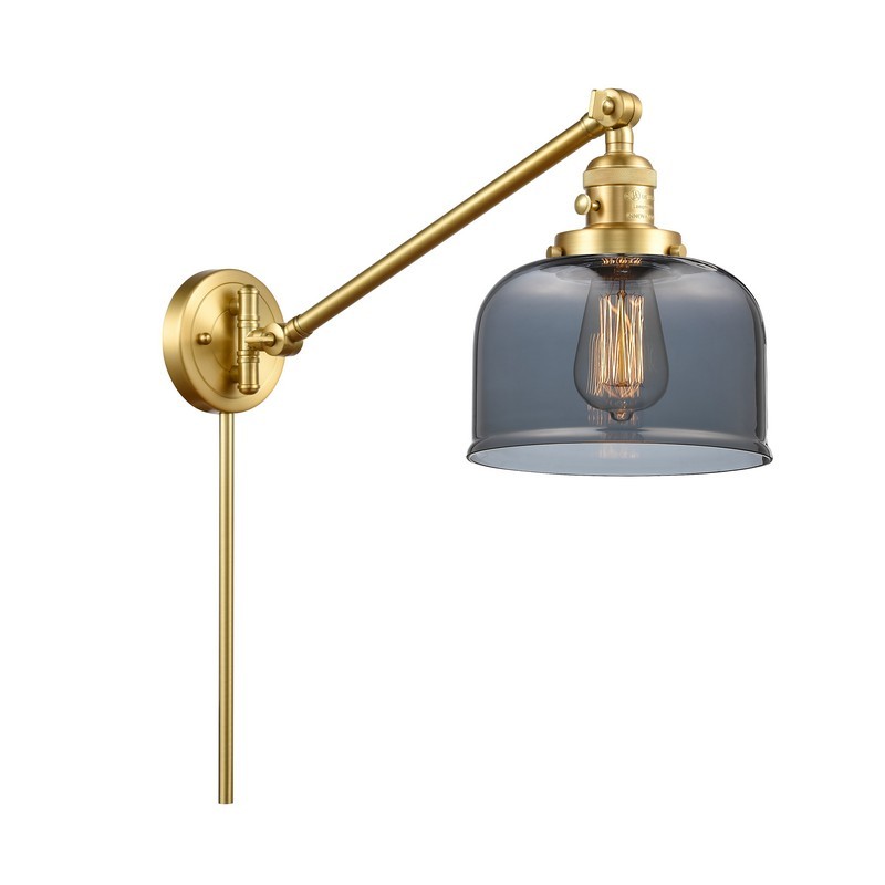 INNOVATIONS LIGHTING 237-G73 FRANKLIN RESTORATION LARGE BELL 8 INCH ONE LIGHT UP OR DOWN SMOKED GLASS SWING ARM LIGHT