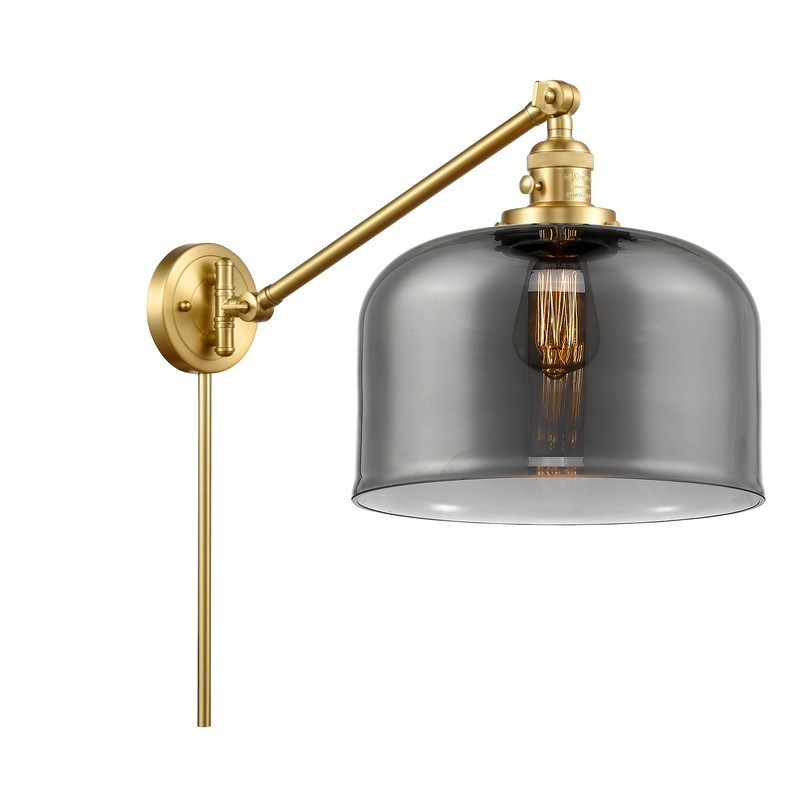 INNOVATIONS LIGHTING 237-G73-L FRANKLIN RESTORATION X-LARGE BELL 12 INCH ONE LIGHT PLATED SMOKED SWING ARM LIGHT