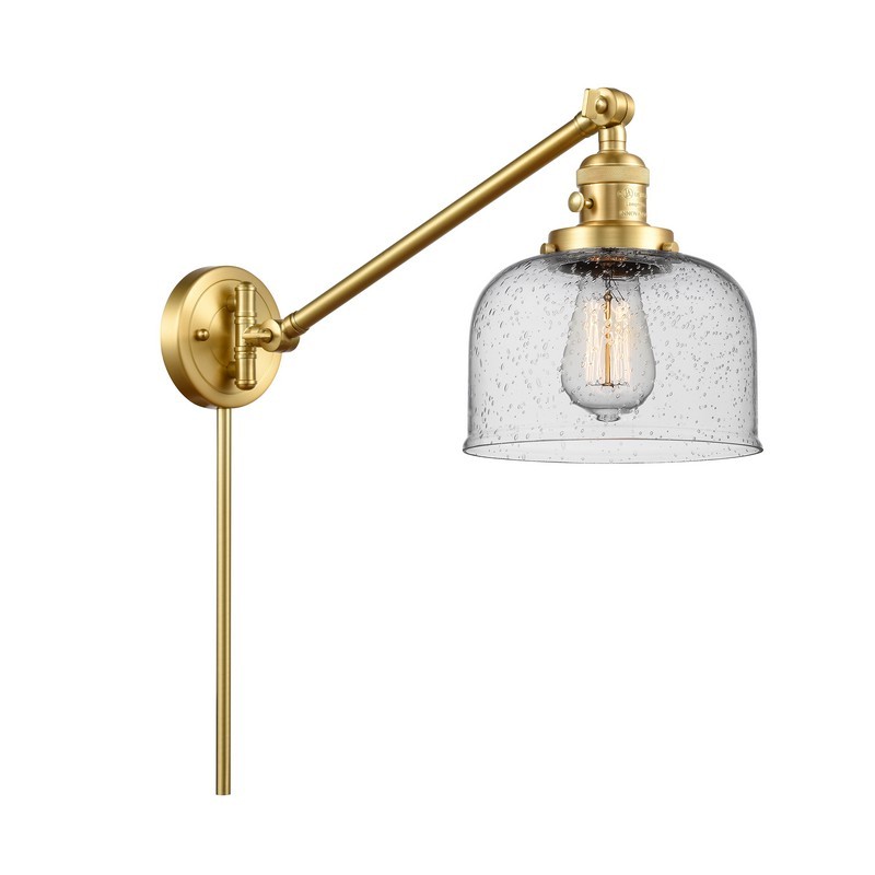 INNOVATIONS LIGHTING 237-G74 FRANKLIN RESTORATION LARGE BELL 8 INCH ONE LIGHT UP OR DOWN SEEDY GLASS SWING ARM LIGHT