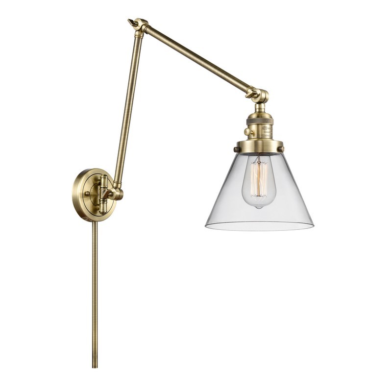 INNOVATIONS LIGHTING 238-G42 FRANKLIN RESTORATION LARGE CONE 8 INCH ONE LIGHT UP OR DOWN CLEAR GLASS SWING ARM LIGHT