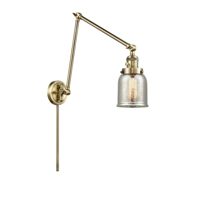 INNOVATIONS LIGHTING 238-G58 FRANKLIN RESTORATION SMALL BELL 8 INCH ONE LIGHT UP OR DOWN SILVER MERCURY GLASS SWING ARM LIGHT