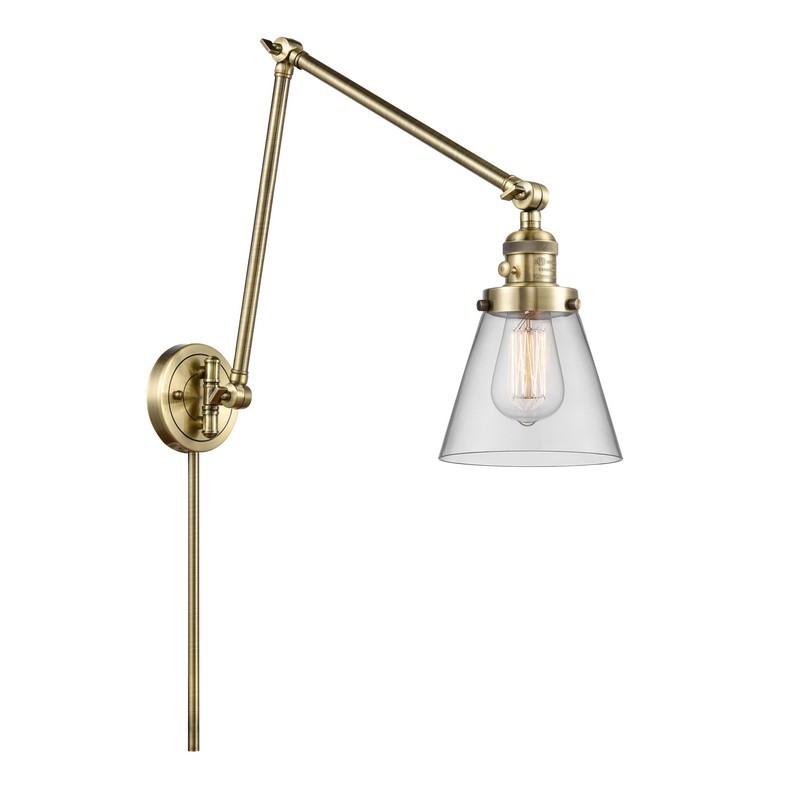 INNOVATIONS LIGHTING 238-G62 FRANKLIN RESTORATION SMALL CONE 8 INCH ONE LIGHT UP OR DOWN CLEAR GLASS SWING ARM LIGHT