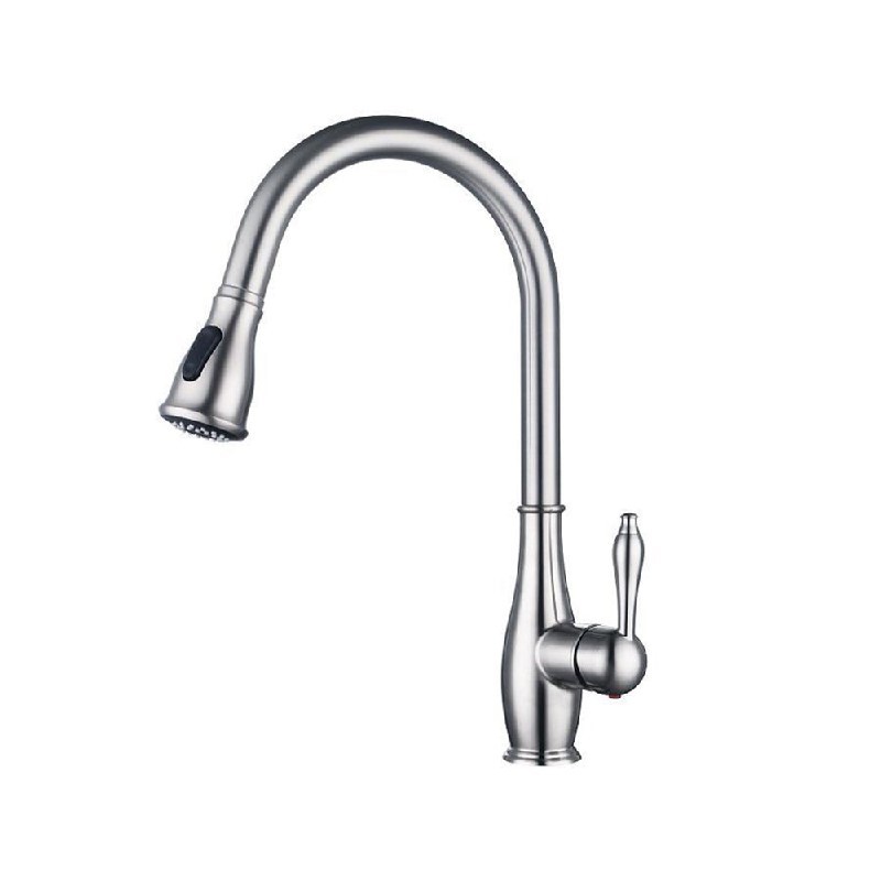 VANITY ART F80002 17 1/4 INCH SINGLE HOLE HIGH ARC PULL-OUT KITCHEN FAUCET