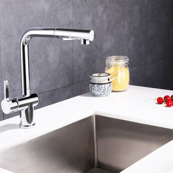 VANITY ART F80080 12 1/4 INCH SINGLE HOLE HIGH ARC PULL-OUT KITCHEN FAUCET