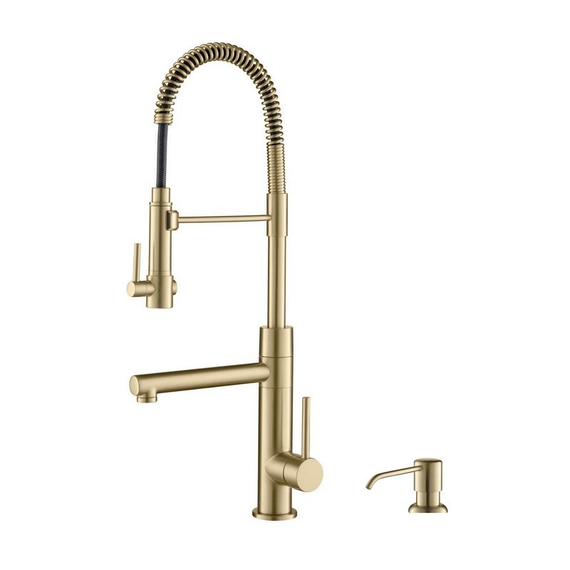 KRAUS KPF-1603-KSD-53SFACB ARTEC PRO 2-FUNCTION COMMERCIAL STYLE PRE-RINSE KITCHEN FAUCET WITH PULL-DOWN SPRING SPOUT AND POT FILLER IN SPOT FREE ANTIQUE CHAMPAGNE BRONZE WITH SOAP DISPENSER