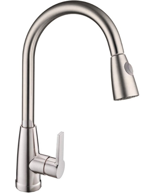 VANITY ART F80099 16 3/4 INCH SINGLE HOLE HIGH ARC PULL-OUT KITCHEN FAUCET