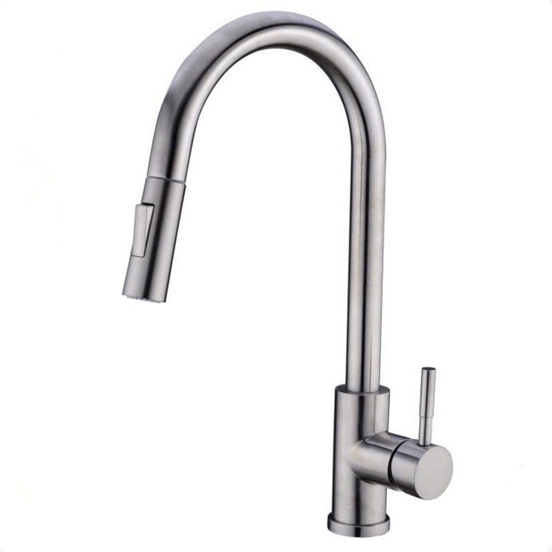 VANITY ART F80105 16 3/4 INCH SINGLE HOLE HIGH ARC PULL-OUT KITCHEN FAUCET
